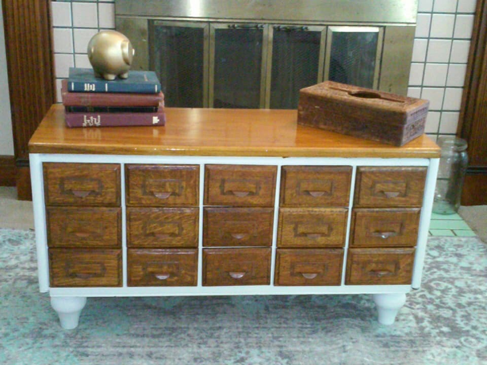 Card catalog coffee table