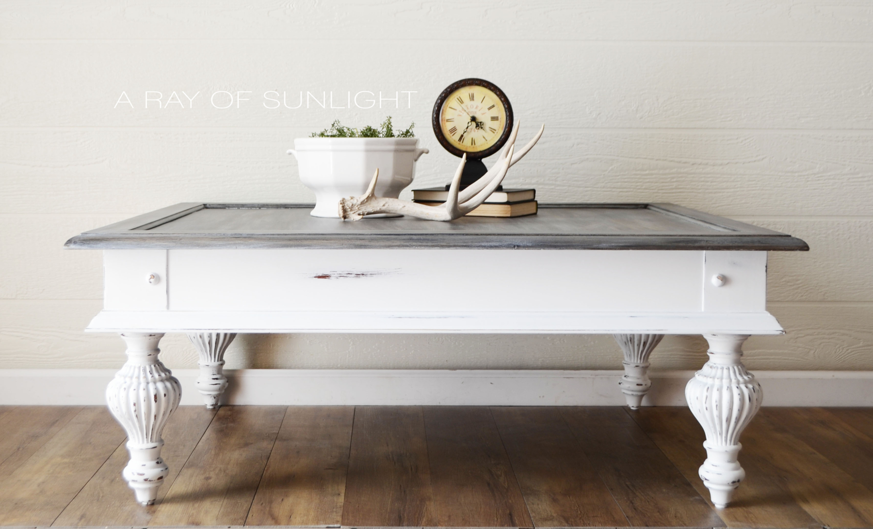 The Weathered Wood Farmhouse Coffee Table with Stunning Legs