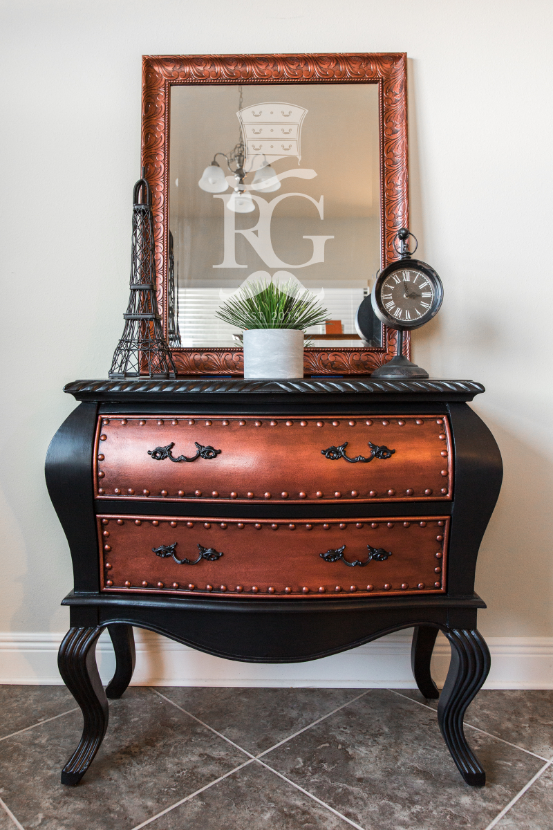 Bombay Chest & Mirror in "Hammered & Aged Copper"