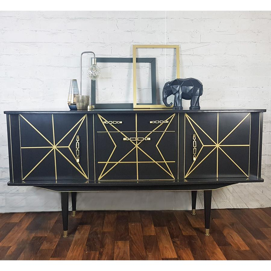 Gold and grey fine line sideboard