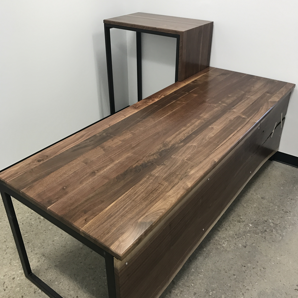 Walnut Waterfall and Slab Desk