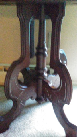 Base of table with GF Pearl Effects in Champagne in scrollwork