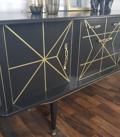 Gold and grey fine line sideboard