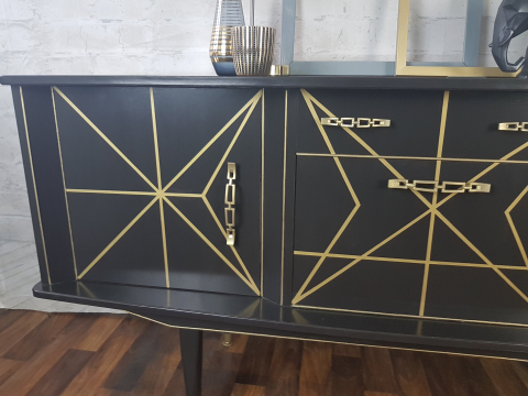 Gold and grey fine line sideboard