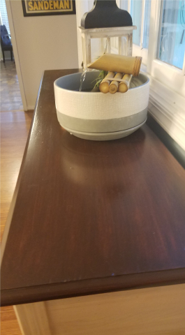 Close of of sideboard top finish