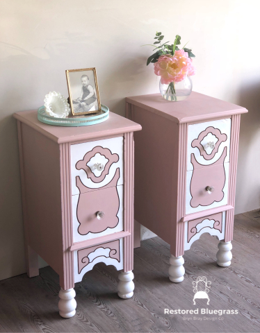 Tea Rose Nighstands Antique Glass Hardware