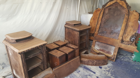 I took it all apart, repaired, re-glued, and restored.