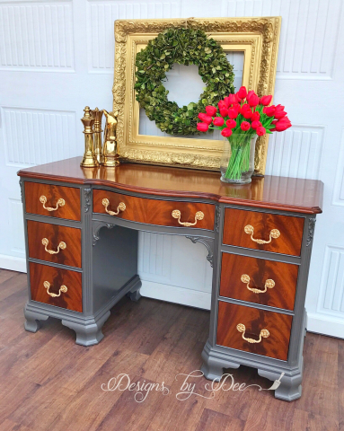 Burl Wood and Gray Desk2