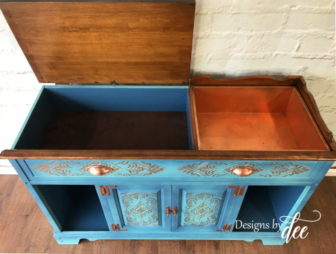 Copper Sink Stereo Cabinet top interior