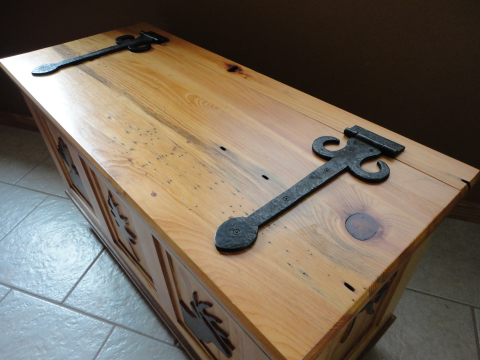 Wrought hinges, no mortises necessary.