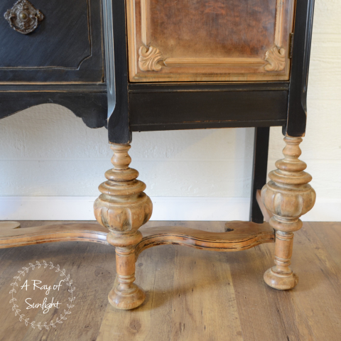 The Black and Natural Wood Antique Buffet