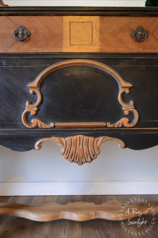 The Black and Natural Wood Antique Buffet