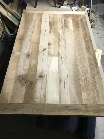 The tabletop before stain.