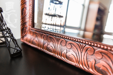 Bombay Chest & Mirror in "Hammered & Aged Copper"