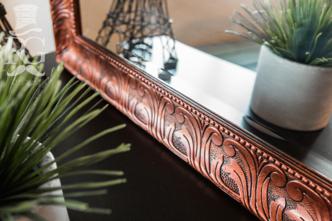 Bombay Chest & Mirror in "Hammered & Aged Copper"