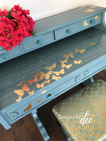 Gold Foil Butterfly Desk top detail