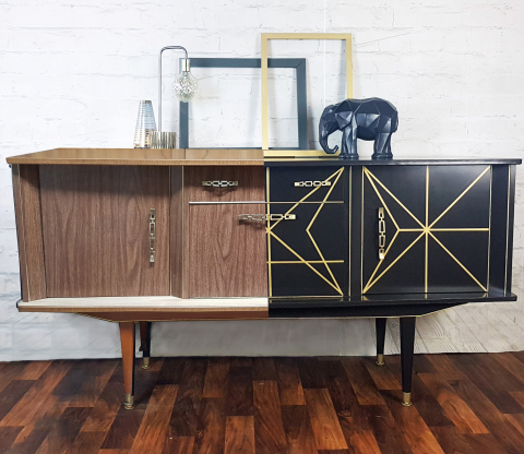 Gold and grey fine line sideboard
