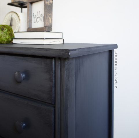 His and Hers mismatched oversized nightstands in deep gray
