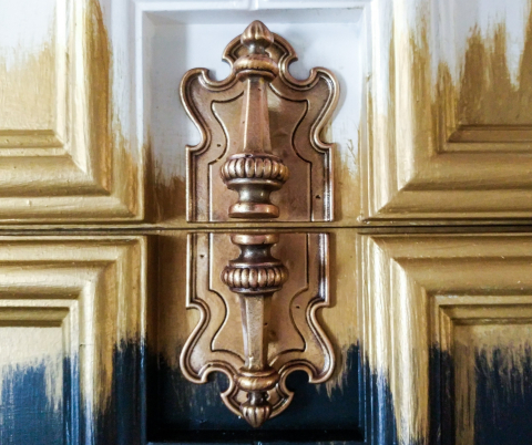 Detail of hardware and fractured metallic band