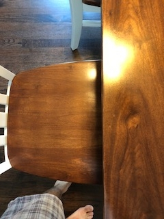 The color of the walnut top and maple seats are almost seamless.