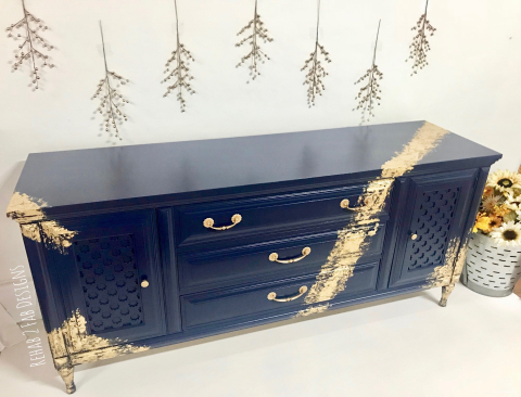 Navy and Gold Leaf