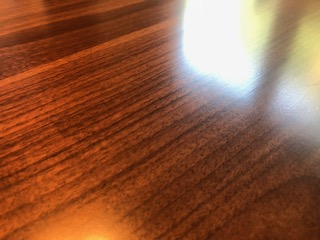 Walnut table top with 3 coats Wood Grain Filler, GF ArmRSeal gloss and stain for final coat