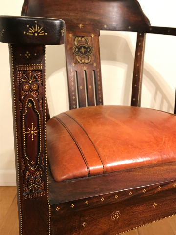 Stained chair. Throne. details